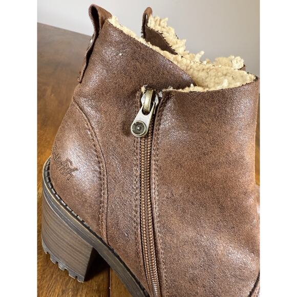 Blowfish Malibu Bootie Boots Faux Fur Zipper Cottage Brown Model 1707 Size 8.5 - Picture 3 of 14
